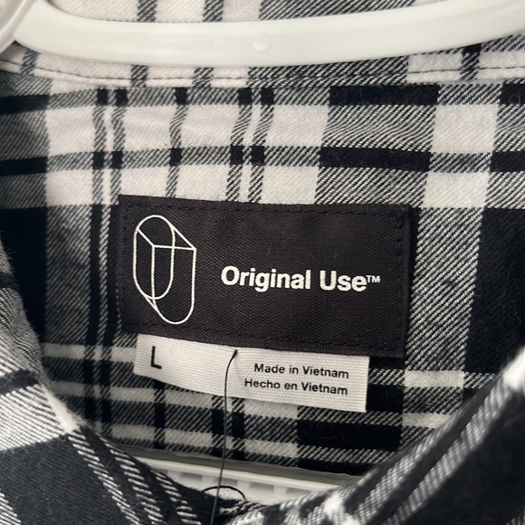 NWT Original Use Men’s Black & White Plaid Flannel Shirt - Picture 2 of 11